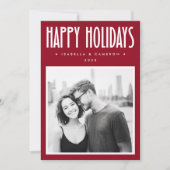 Minimalist Happy Holidays red Christmas photo シーズンカード (正面)