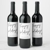 Minimalist Happy Holidays Wine Bottle Label ワインラベル (ボトル)
