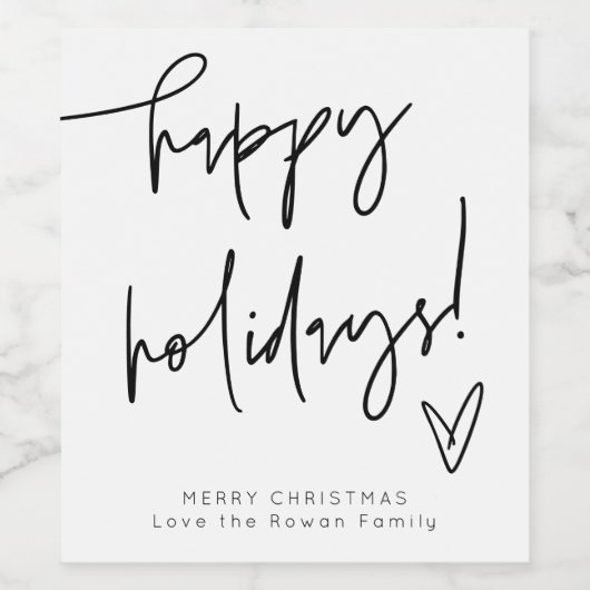 Minimalist Happy Holidays Wine Bottle Label ワインラベル (シングルラベル)