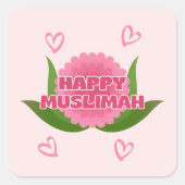 Minimalist Happy Muslimah Sticker スクエアシール (正面)