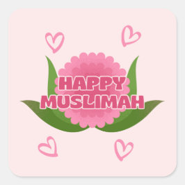 Minimalist Happy Muslimah Sticker スクエアシール