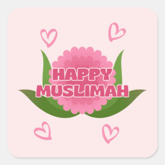 Minimalist Happy Muslimah Sticker スクエアシール
