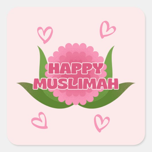 Minimalist Happy Muslimah Sticker スクエアシール (正面)
