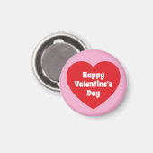Minimalist Happy Valentine's Day Red Heart Pink マグネット (正面/裏面)