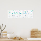 Minimalist HARMONY Text Water Reflection & Shadow  ポスター (キッチン)