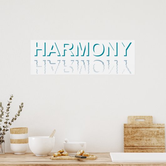 Minimalist HARMONY Text Water Reflection & Shadow  ポスター (キッチン)