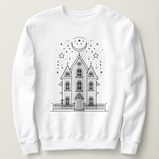 Minimalist Haunted House Halloween Sweatshirt スウェットシャツ (デザイン正面)