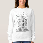 Minimalist Haunted House Halloween Sweatshirt スウェットシャツ (正面)