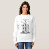 Minimalist Haunted House Halloween Sweatshirt スウェットシャツ (正面フル)