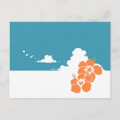Minimalist Hawaii Hibiscus & Summer Clouds ポストカード (正面)