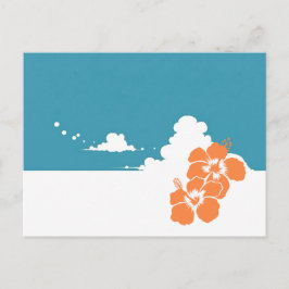 Minimalist Hawaii Hibiscus & Summer Clouds ポストカード
