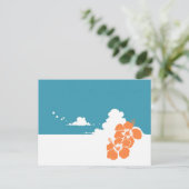 Minimalist Hawaii Hibiscus & Summer Clouds ポストカード (スタンド正面)