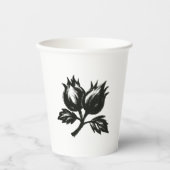 Minimalist Hazelnut – インクブラシの植物デザイン 紙コップ (正面)