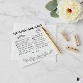 Minimalist He Said She Said Wedding Game カード
