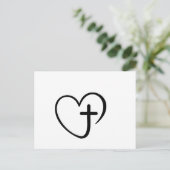 Minimalist Heart and Cross Faith Design ポストカード (スタンド正面)