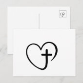 Minimalist Heart and Cross Faith Design ポストカード (正面/裏面)