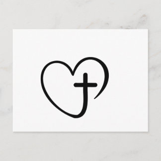 Minimalist Heart and Cross Faith Design ポストカード