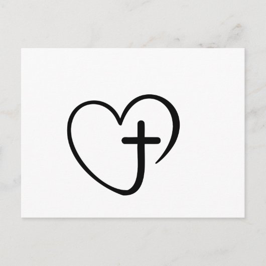 Minimalist Heart and Cross Faith Design ポストカード (正面)