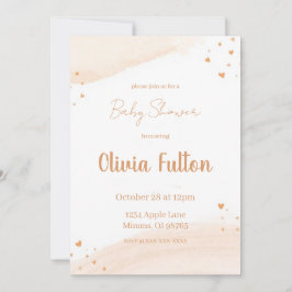 Minimalist Heart Baby Shower Invitation – Blush 招待状