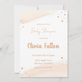 Minimalist Heart Baby Shower Invitation – Blush 招待状
