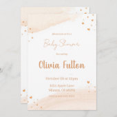 Minimalist Heart Baby Shower Invitation – Blush 招待状 (正面/裏面)