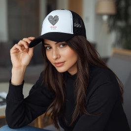 Minimalist Heart Fingerprint Personalized Name キャップ