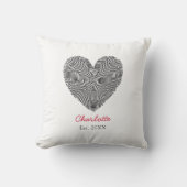 Minimalist Heart Fingerprint Personalized Name クッション (正面)