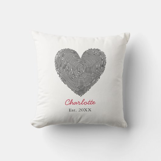 Minimalist Heart Fingerprint Personalized Name クッション (正面)