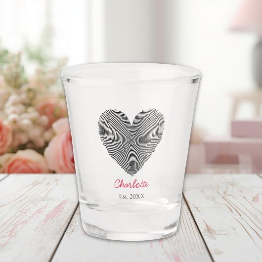 Minimalist Heart Fingerprint Personalized Name  ショットグラス