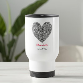 Minimalist Heart Fingerprint Personalized Name  トラベルマグ