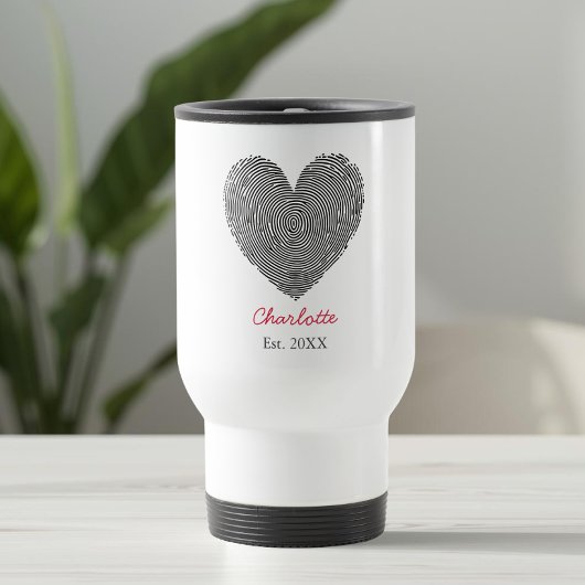 Minimalist Heart Fingerprint Personalized Name  トラベルマグ