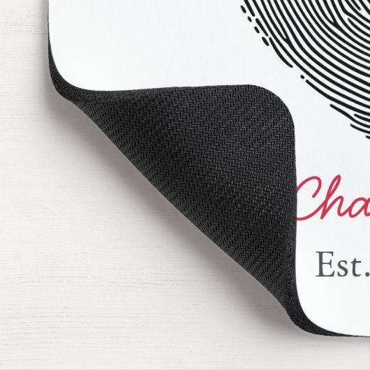 Minimalist Heart Fingerprint Personalized Name  マウスパッド (コーナー)