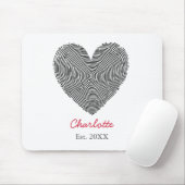 Minimalist Heart Fingerprint Personalized Name  マウスパッド (マウス)