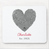 Minimalist Heart Fingerprint Personalized Name  マウスパッド (正面)