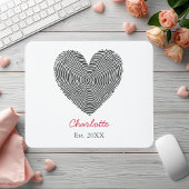 Minimalist Heart Fingerprint Personalized Name  マウスパッド