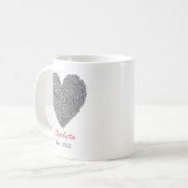 Minimalist Heart Fingerprint Personalized Name Mug コーヒーマグカップ (正面左)