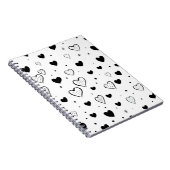 Minimalist Heart Notebook – Black and White Cute ノートブック (右側)