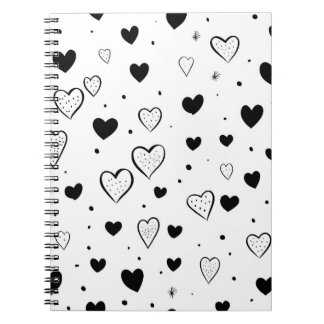 Minimalist Heart Notebook – Black and White Cute ノートブック