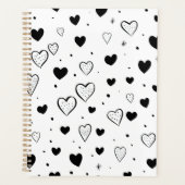 Minimalist Heart Notebook – Black and White Cute プランナー手帳 (正面)