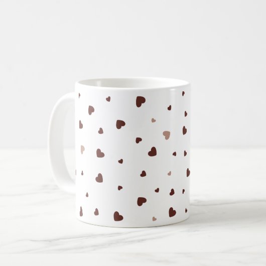 Minimalist Heart Pattern Mug – Cute Aesthetic Coff コーヒーマグカップ (正面左)