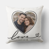 Minimalist Heart Photo Pillow With Love Script クッション (裏面)