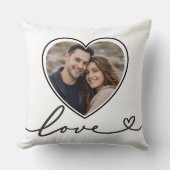 Minimalist Heart Photo Pillow With Love Script クッション (正面)