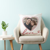 Minimalist Heart Photo With Love Script In Red クッション (椅子)