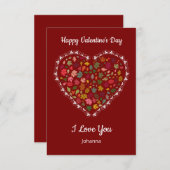 Minimalist Heart Red Valentine's Day Card – Custom サンキューカード (正面/裏面)