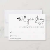 Minimalist Heart Script Contemporary Wedding RSVP (正面)