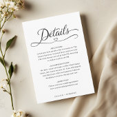 Minimalist Heart Script Wedding Details エンクロージャーカード