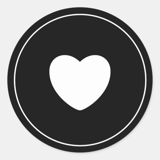 Minimalist Heart Sticker | Black ラウンドシール (正面)