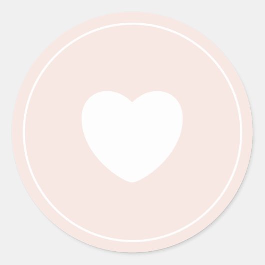 Minimalist Heart Sticker | Blush Pink ラウンドシール (正面)