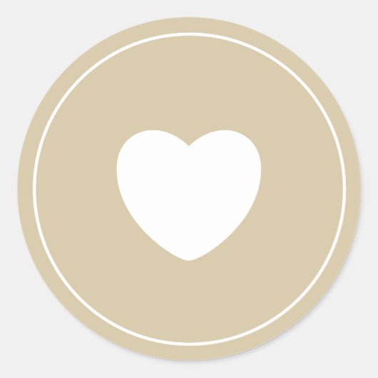 Minimalist Heart Sticker | Champagne ラウンドシール (正面)