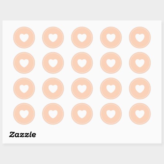 Minimalist Heart Sticker | Peach ラウンドシール (シート)
